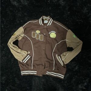 Princess Polly Brown & Tan Baseball-Style Hoodie Jacket